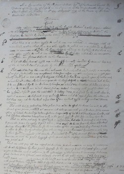 Draft of the Suffolk Resolves from the Sept 6 1774 meeting of the Suffolk County Convention at Woodward's house in Dedham