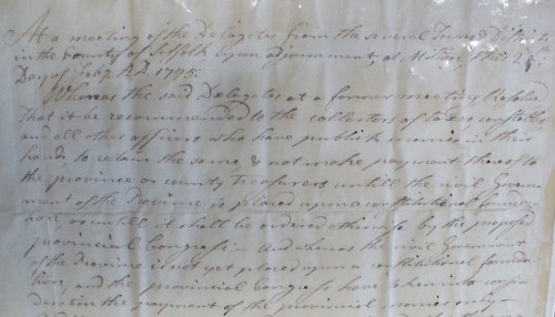 Report of the February 28, 1775, meeting of Suffolk County Convention at Daniel Vose's house in Milton