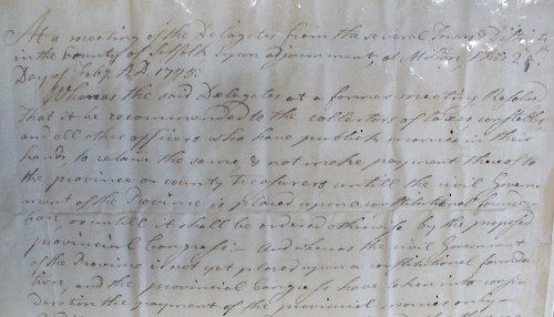 Report of the February 28, 1775, meeting of Suffolk County Convention at Daniel Vose's house in Milton