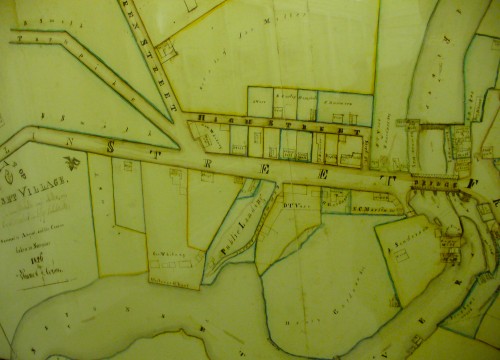 Section of Edmund J. Baker's 1826 map of Neponset Village, Milton