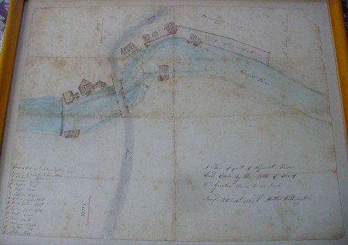 1793 plan of Lower Mills, Dorchester, by Mather Withington